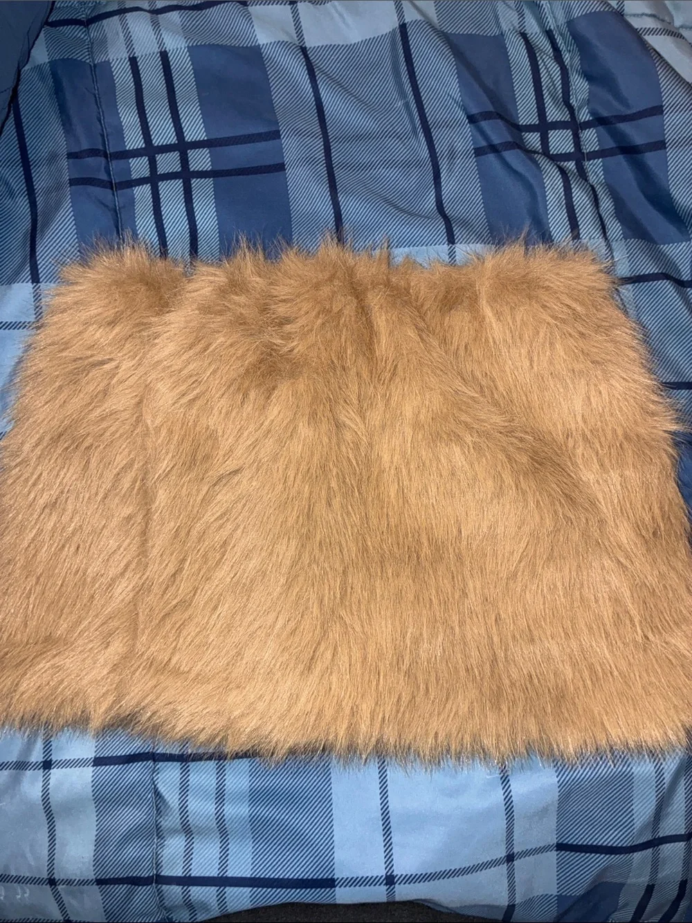 *NEW* Fuzzy Coffee Brown Fur Mini Skirt with Elastic Waist size Small | Y2K